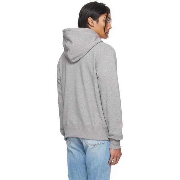 Acne Studios Patch Face Logo Hoodie in Light Grey Melange - Picture 4 of 5